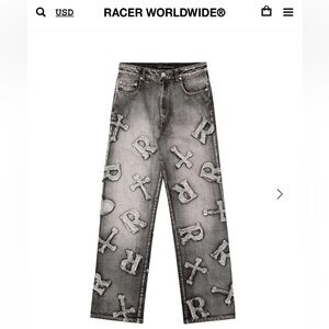 Racer Worldwide Washed Patched Jeans Size 30/Medium